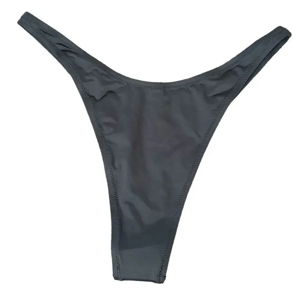 NWT SKIMS Recycled Swim Tanga Cheeky Thong Bikini Bottom In Gunmetal Gray Bikini